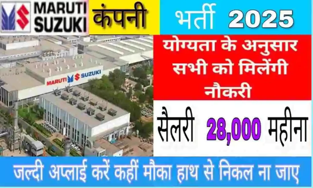 मारुति सुजुकी इंडिया लिमिटेड कैंपस प्लेसमेंट ड्राइव 2025: आईटीआई पास युवाओं के लिए शानदार मौका